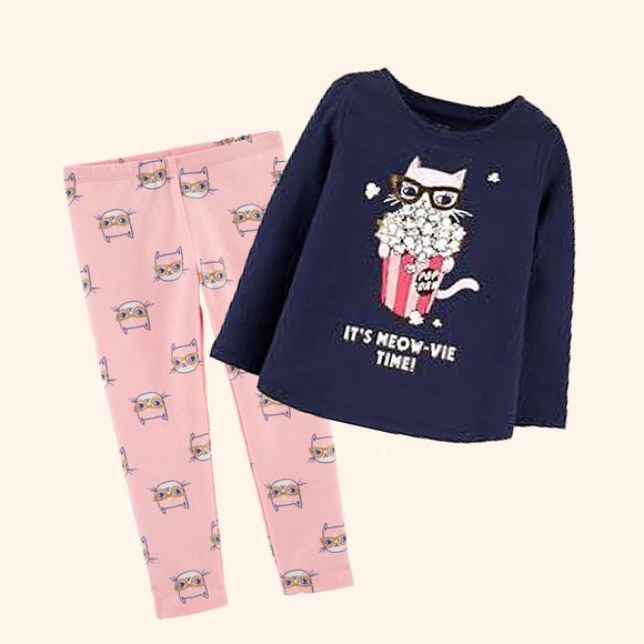 Kittens matching casual T-shirt and leggings set. - Picture 1 of 4